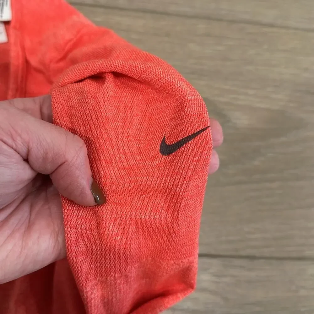 NIKE‎ Coral Red Dri-Fit Seamless Wide Neck Long Sleeve Active Training Top Sz XS